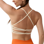 MunaWear - Bras - Celina – High Support Seamless Sports Bra with Crossed Back Straps and Removable Pads for Ultimate Comfort - 