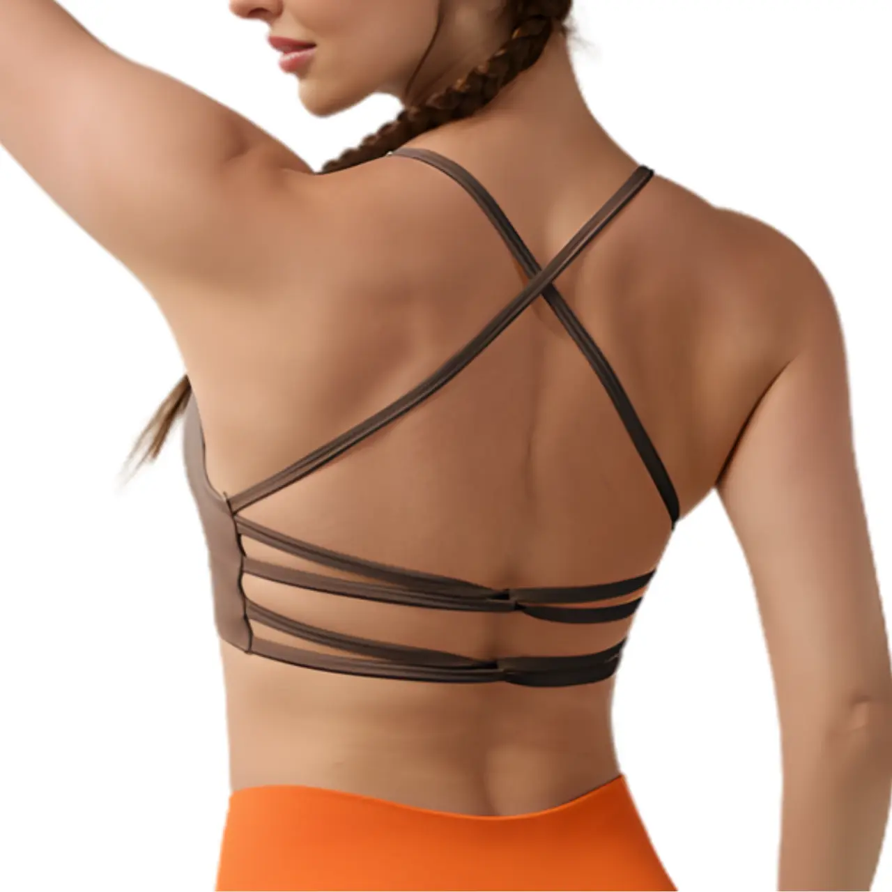MunaWear - Bras - Celina – High Support Seamless Sports Bra with Crossed Back Straps and Removable Pads for Ultimate Comfort - 