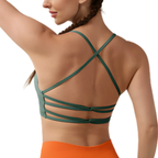 MunaWear - Bras - Celina – High Support Seamless Sports Bra with Crossed Back Straps and Removable Pads for Ultimate Comfort - Green / XL