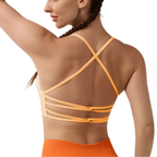 MunaWear - Bras - Celina – High Support Seamless Sports Bra with Crossed Back Straps and Removable Pads for Ultimate Comfort - Yellow / XL