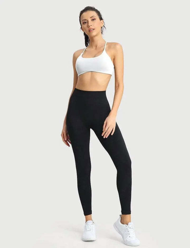 MunaWear  Bras  Lila – Elegant White Sports Bra with Seamless Padded Support and Stylish Crossed Straps 