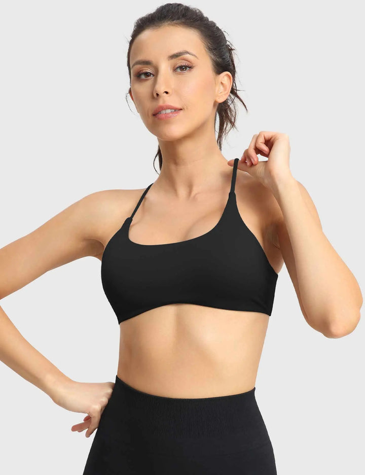 MunaWear  Bras  Lila – Elegant White Sports Bra with Seamless Padded Support and Stylish Crossed Straps 