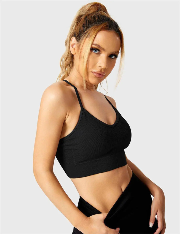 MunaWear  Bras  Luna – High Support Seamless Sports Bra with Crossed Back Straps and Removable Pads for Ultimate Comfort 