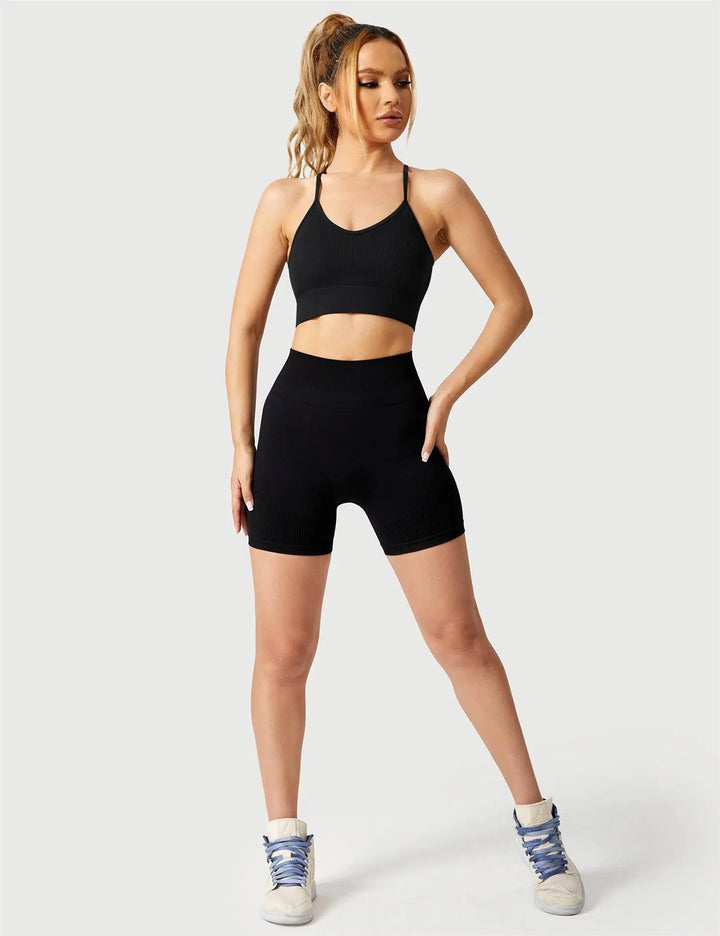 MunaWear  Bras  Luna – High Support Seamless Sports Bra with Crossed Back Straps and Removable Pads for Ultimate Comfort 