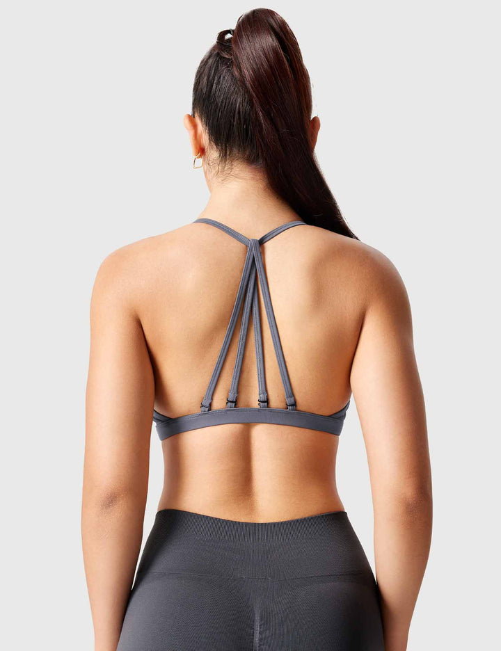 MunaWear  Bras  Mia – Breathable Sport Bra with Light to Medium Support and Customizable Removable Cups  Slate-Blue-L