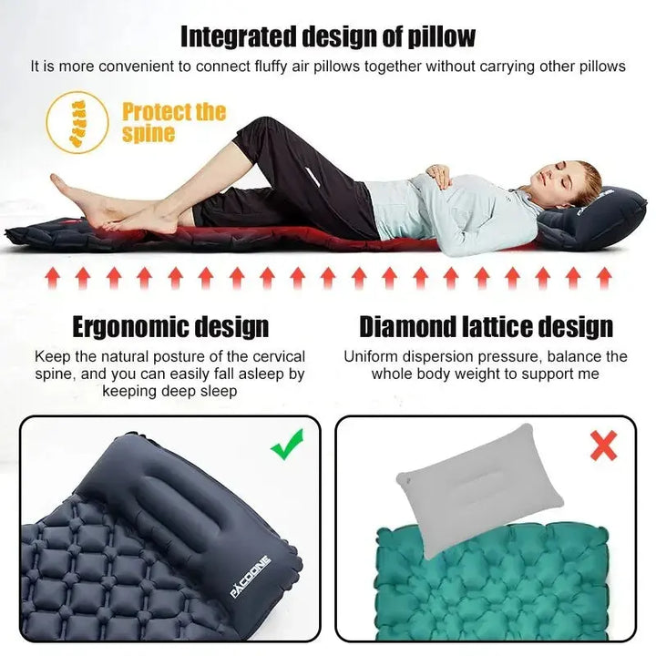 Mia – Ultralight Inflatable Camping Mattress with Built-in Pump & Pillow 4