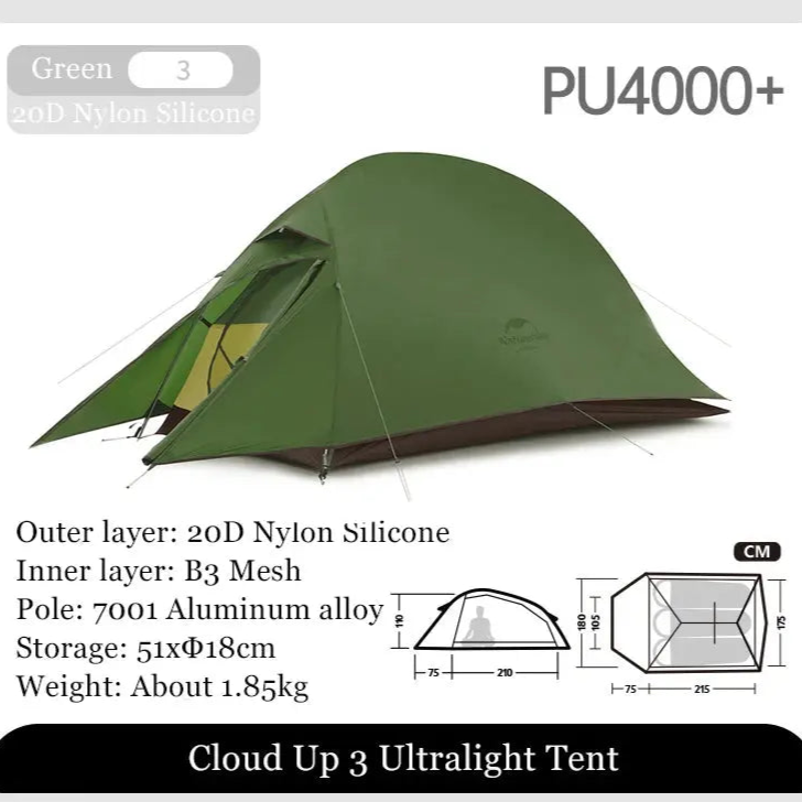 Mia – Ultralight Double Layer Camping Tent for 2-3 Persons with Durable 20D Nylon and Easy Setup 0