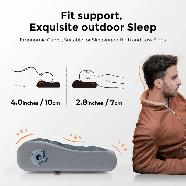 Mila - Best Inflatable Camping Pillow, Ergonomic & Adjustable Height for Travel, Lightweight & Compact, Size Compact 2