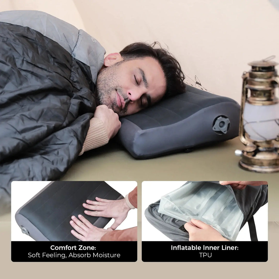 Mila - Best Inflatable Camping Pillow, Ergonomic & Adjustable Height for Travel, Lightweight & Compact, Size Compact 4