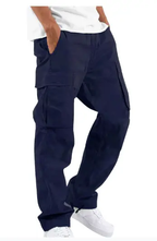 MunaWear - Cargo Pants - Caden - Relaxed Fit Men's Cargo Pants With Utility Pockets For Work And Casual Wear - Navy Blue / 3XL