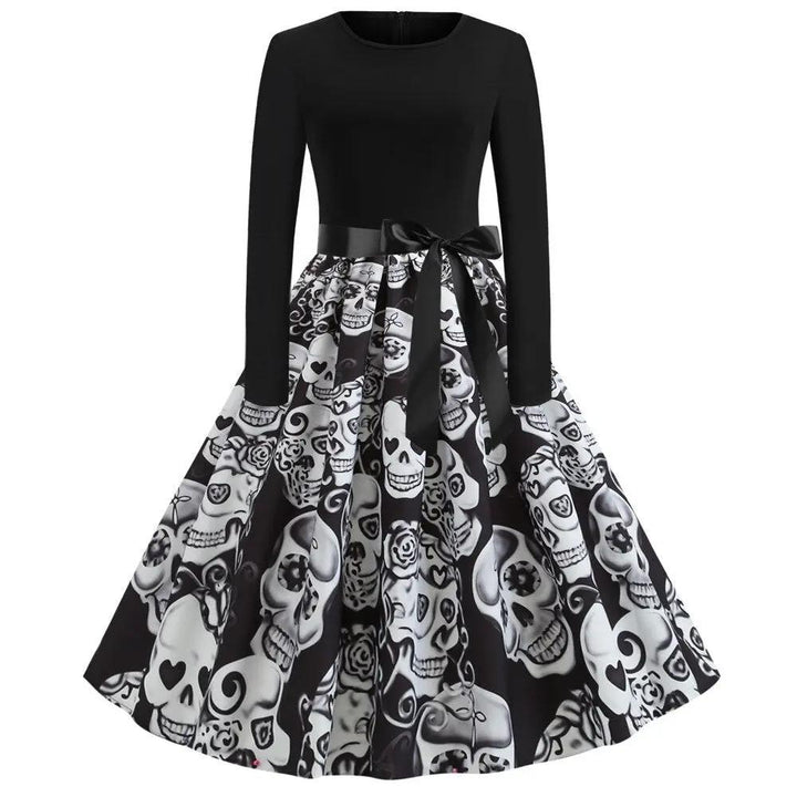 Liora - Gothic Cartoon Long Sleeve Women's Dress With Comfortable Fit For Halloween And Themed Parties 12