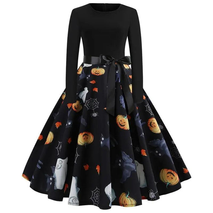 Liora - Gothic Cartoon Long Sleeve Women's Dress With Comfortable Fit For Halloween And Themed Parties 14
