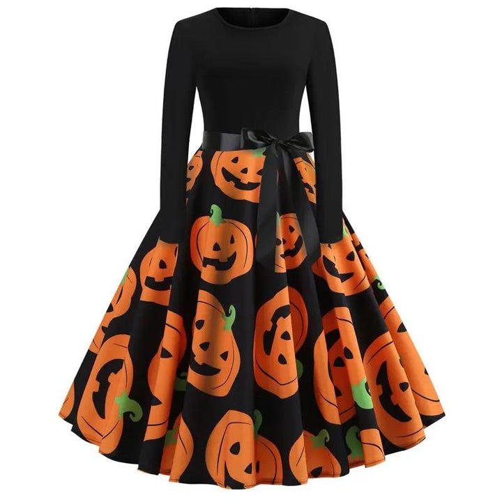 Liora - Gothic Cartoon Long Sleeve Women's Dress With Comfortable Fit For Halloween And Themed Parties 13