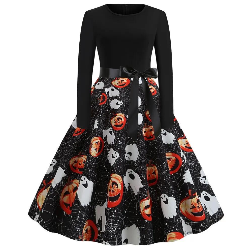 Liora - Gothic Cartoon Long Sleeve Women's Dress With Comfortable Fit For Halloween And Themed Parties 6