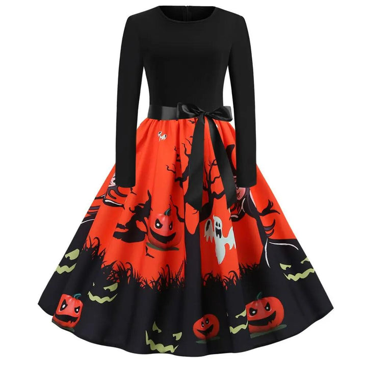 Liora - Gothic Cartoon Long Sleeve Women's Dress With Comfortable Fit For Halloween And Themed Parties 7