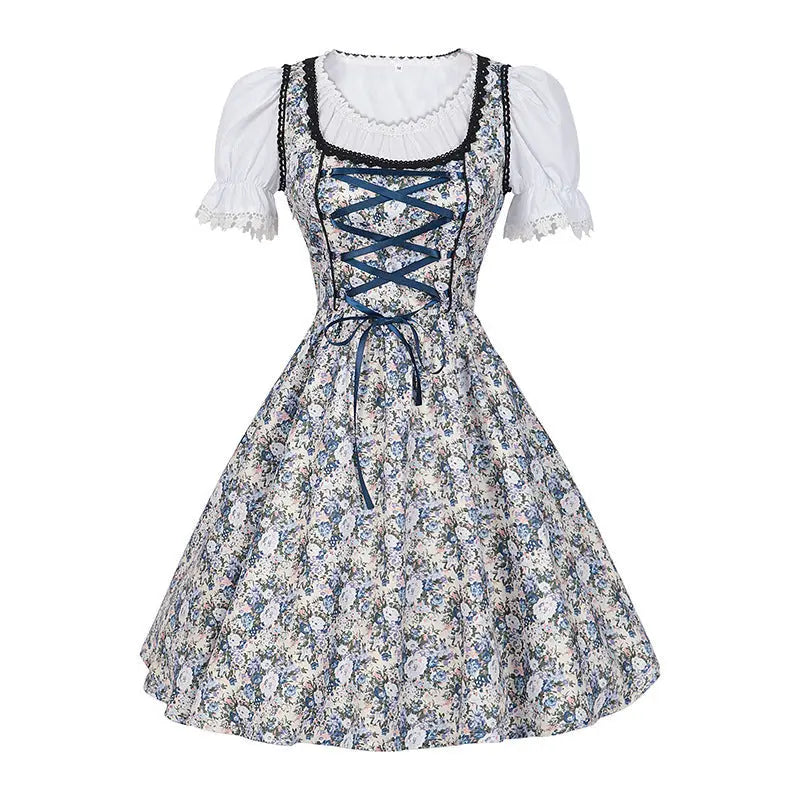 Oktoberfest Dirndl Dress – Elegant Floral Design with Matching Apron – Perfect for Beer Festivals 1