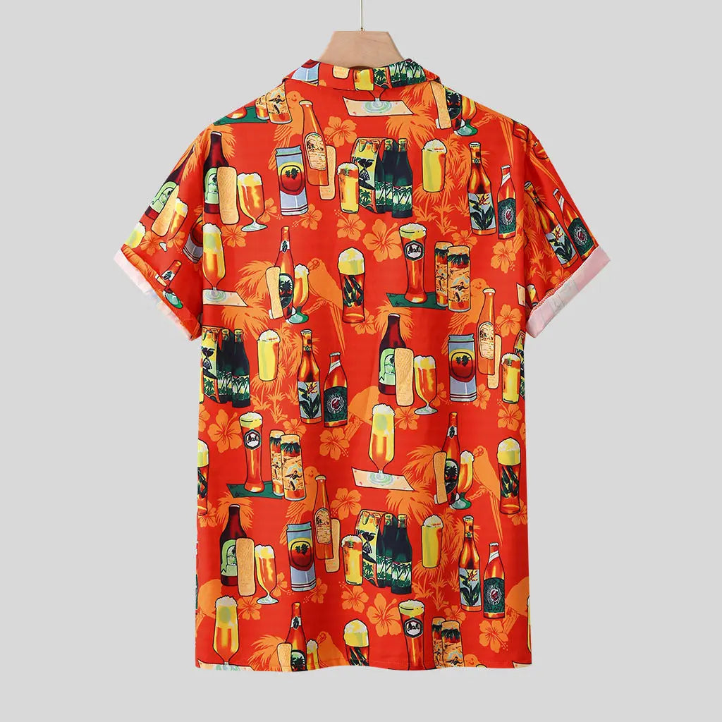 Oktoberfest Hawaiian Shirt for Men – Colorful Cocktail & Beer Bottle Print – Perfect for Summer Parties 2
