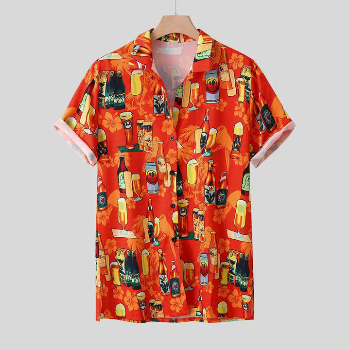 Oktoberfest Hawaiian Shirt for Men – Colorful Cocktail & Beer Bottle Print – Perfect for Summer Parties 4