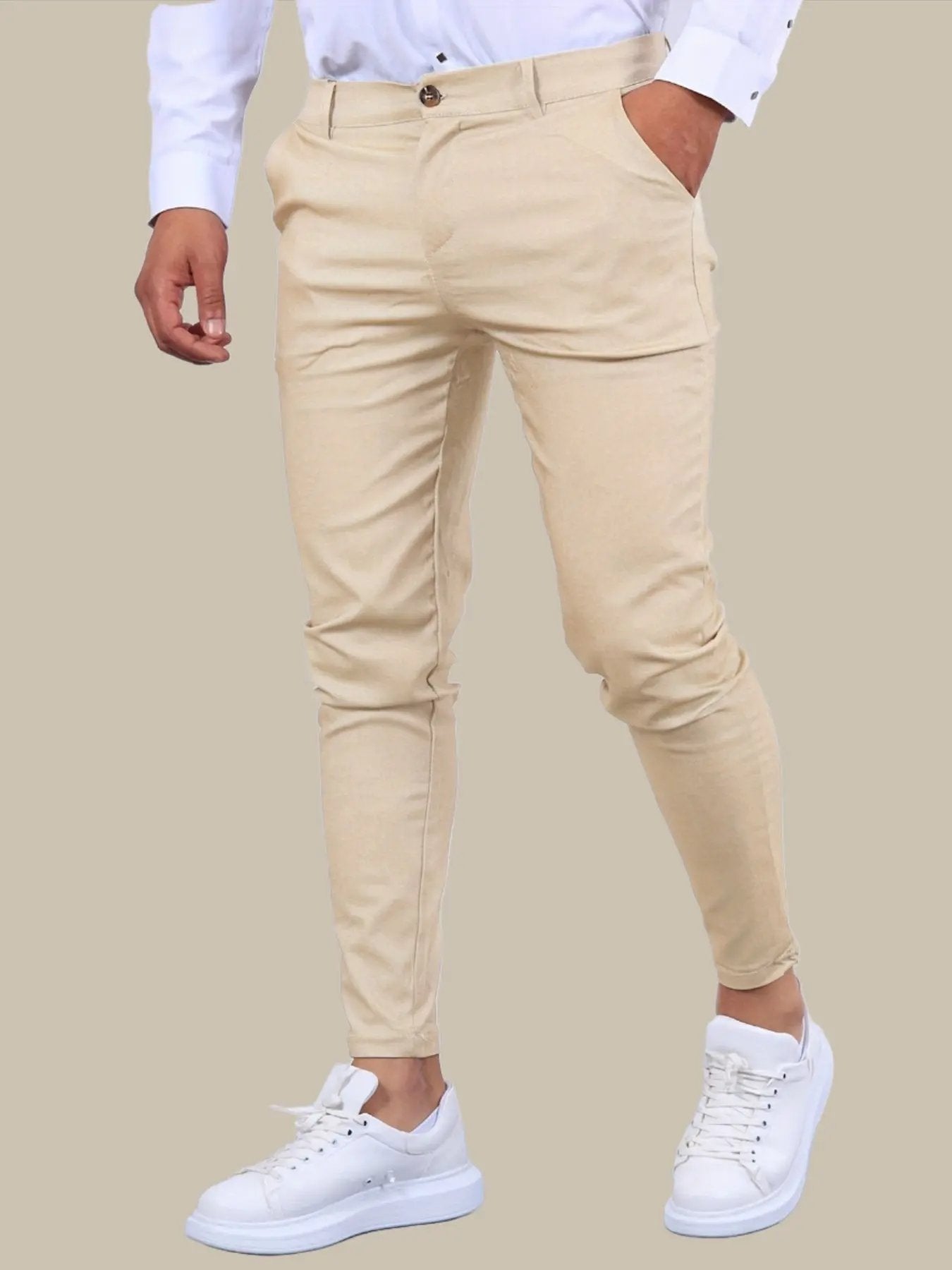 Caden - Stylish Men's Khaki Pants With Slim-Fit Design For Casual And Semi-Formal Occasions 0