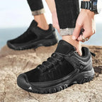 MunaWear - Climbing Shoes - Evox – Durable Men's Hiking Shoes With Leather Upper For Outdoor Adventures - Black / 45