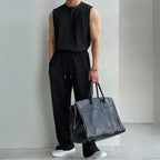 Eric - Sleeveless Knit Top & Comfortable Loose Pants Set for Summer Style
