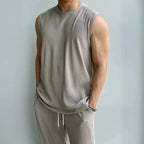 Eric - Sleeveless Knit Top & Comfortable Loose Pants Set for Summer Style