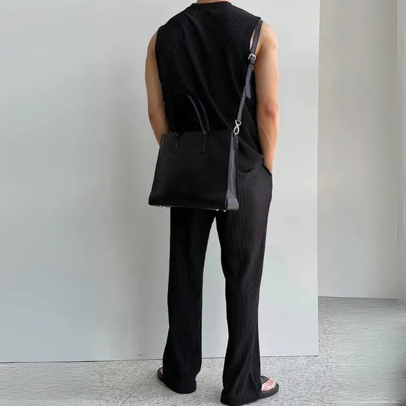 Eric - Sleeveless Knit Top & Comfortable Loose Pants Set for Summer Style