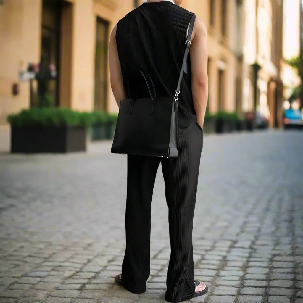 Eric - Sleeveless Knit Top & Comfortable Loose Pants Set for Summer Style