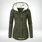 MunaWear - Coats - Avenne – Stylish Women's Rain Jacket With Warming Lining For Cold Weather - Army Green