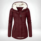 MunaWear - Coats - Avenne – Stylish Women's Rain Jacket With Warming Lining For Cold Weather - Red