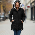 MunaWear - Coats - Avenne – Stylish Women's Rain Jacket With Warming Lining For Cold Weather - Black / 4XL
