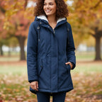 MunaWear - Coats - Avenne – Stylish Women's Rain Jacket With Warming Lining For Cold Weather - Navy Blue