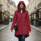 MunaWear - Coats - Francine – Stylish Women's Rain Jacket With Hood For All-Weather Protection - Red / 3XL