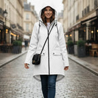 MunaWear - Coats - Francine – Stylish Women's Rain Jacket With Hood For All-Weather Protection - White / 4XL