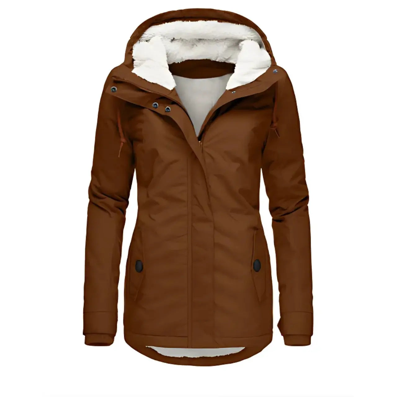 MunaWear - Coats - Avenne – Stylish Women's Rain Jacket With Warming Lining For Cold Weather - Brown