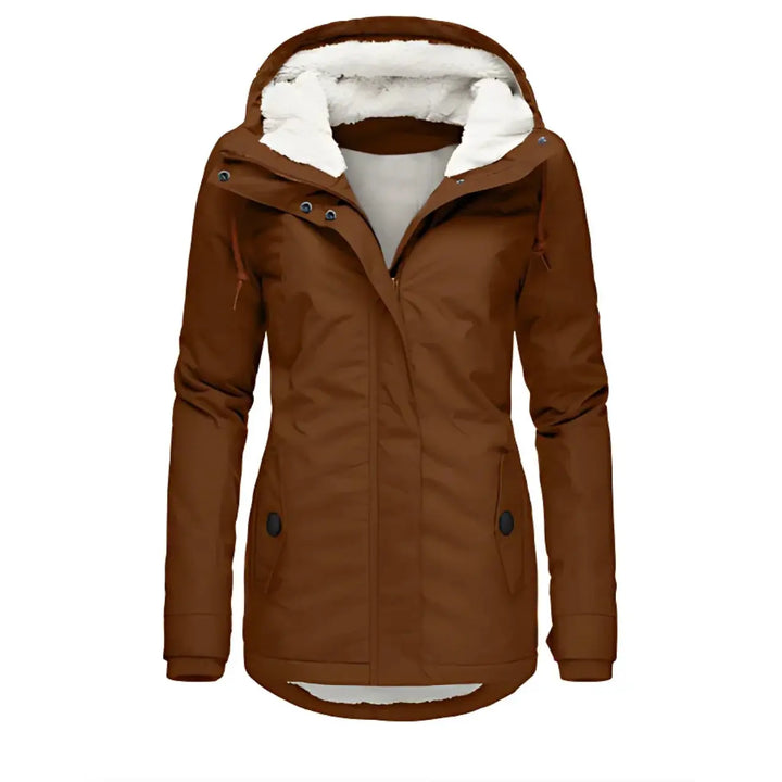 MunaWear - Coats - Liora – Stylish Women's Rain Jacket With Warming Lining For Cold Weather - Brown / 4XL