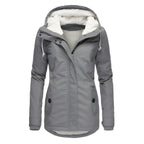 MunaWear - Coats - Liora – Stylish Women's Rain Jacket With Warming Lining For Cold Weather - Light Gray