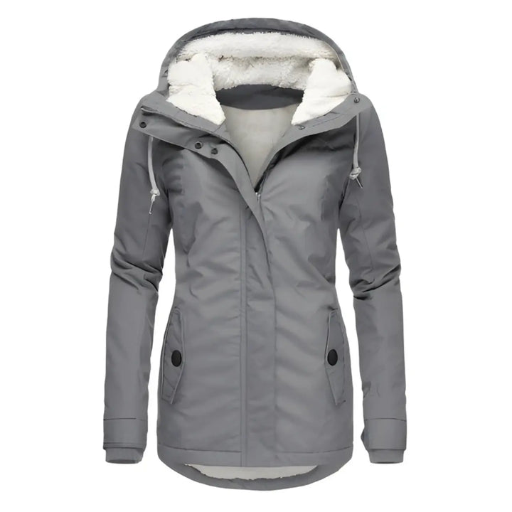 MunaWear - Coats - Liora – Stylish Women's Rain Jacket With Warming Lining For Cold Weather - Light Gray / 4XL