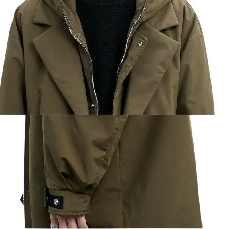 MunaWear - Coats & Jackets - Caden – Long Waterproof Puffer Trench Coat For Men With Hood For Cold Weather Protection - 