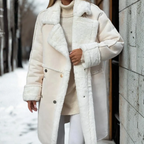 MunaWear - Coats & Jackets - Merai – Oversized Women’s Teddy Coat With Cozy Texture For Winter Elegance - Beige