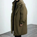Troy – Long Waterproof Puffer Trench Coat For Men With Hood For Cold Weather Protection