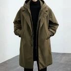 Troy – Long Waterproof Puffer Trench Coat For Men With Hood For Cold Weather Protection