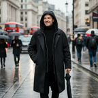 MunaWear - Coats & Jackets - Troy – Long Waterproof Puffer Trench Coat For Men With Hood For Cold Weather Protection - 