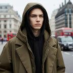 MunaWear - Coats & Jackets - Troy – Long Waterproof Puffer Trench Coat For Men With Hood For Cold Weather Protection - 