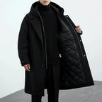 MunaWear - Coats & Jackets - Troy – Long Waterproof Puffer Trench Coat For Men With Hood For Cold Weather Protection - 