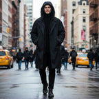 MunaWear - Coats & Jackets - Troy – Long Waterproof Puffer Trench Coat For Men With Hood For Cold Weather Protection - 