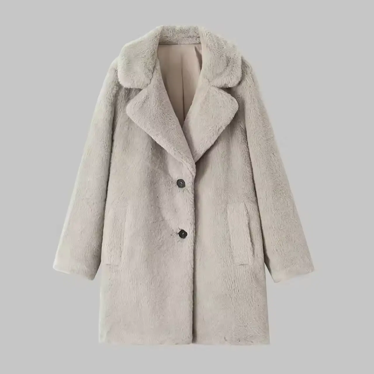 MunaWear - Coats & Jackets - Vianna – Classic Women's Teddy Coat With Cozy Warmth For Autumn And Winter - Gray / L