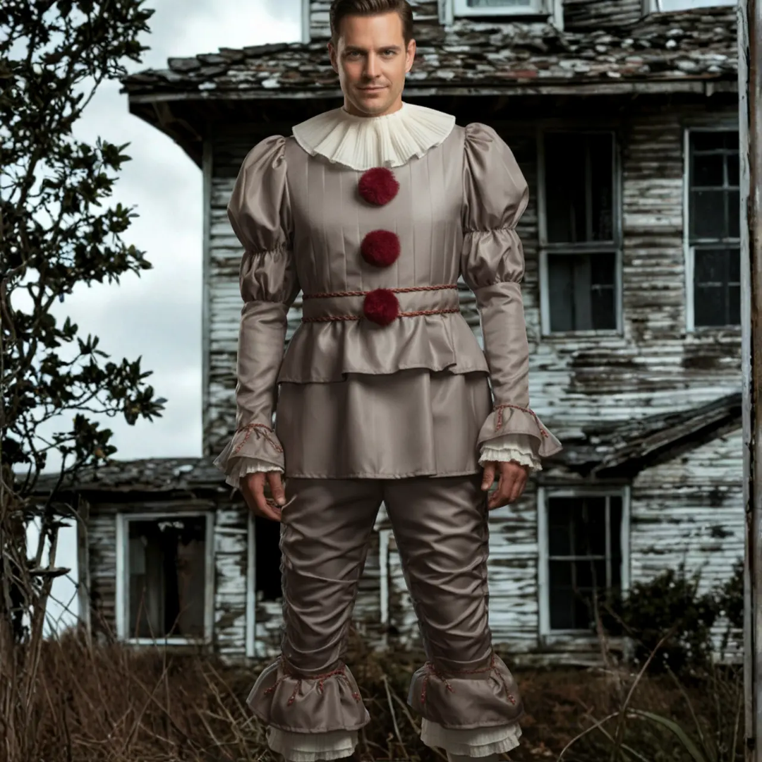 MunaWear - Costumes - Creepy Halloween Clown Costume for Adults – Scary PennyWise Outfit – Perfect for Parties - 