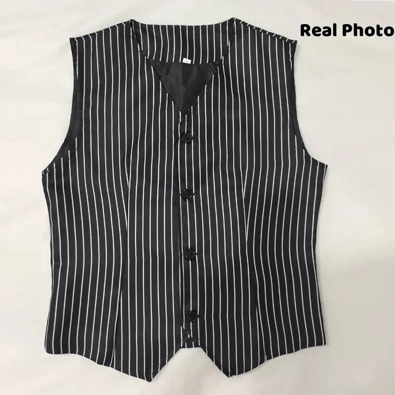 Halloween Gomez Addams Costume – Striped Blazer, Pants, Vest & Tie Set for Men – Perfect for Spooky Parties 3