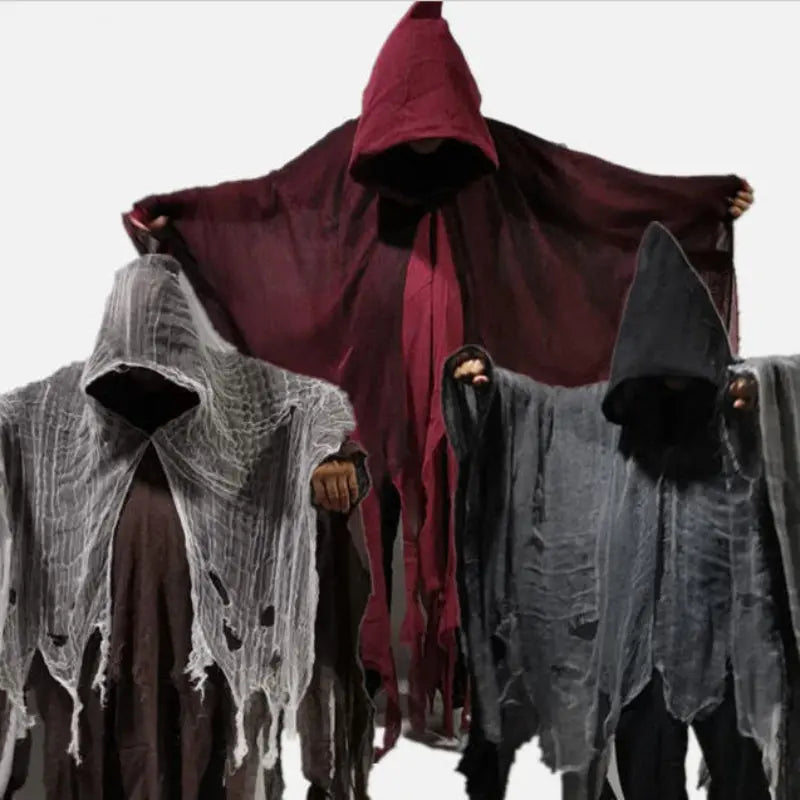 Halloween Horror Monk Costume for Adults – Unisex Creepy Hooded Robe with Torn Details 2